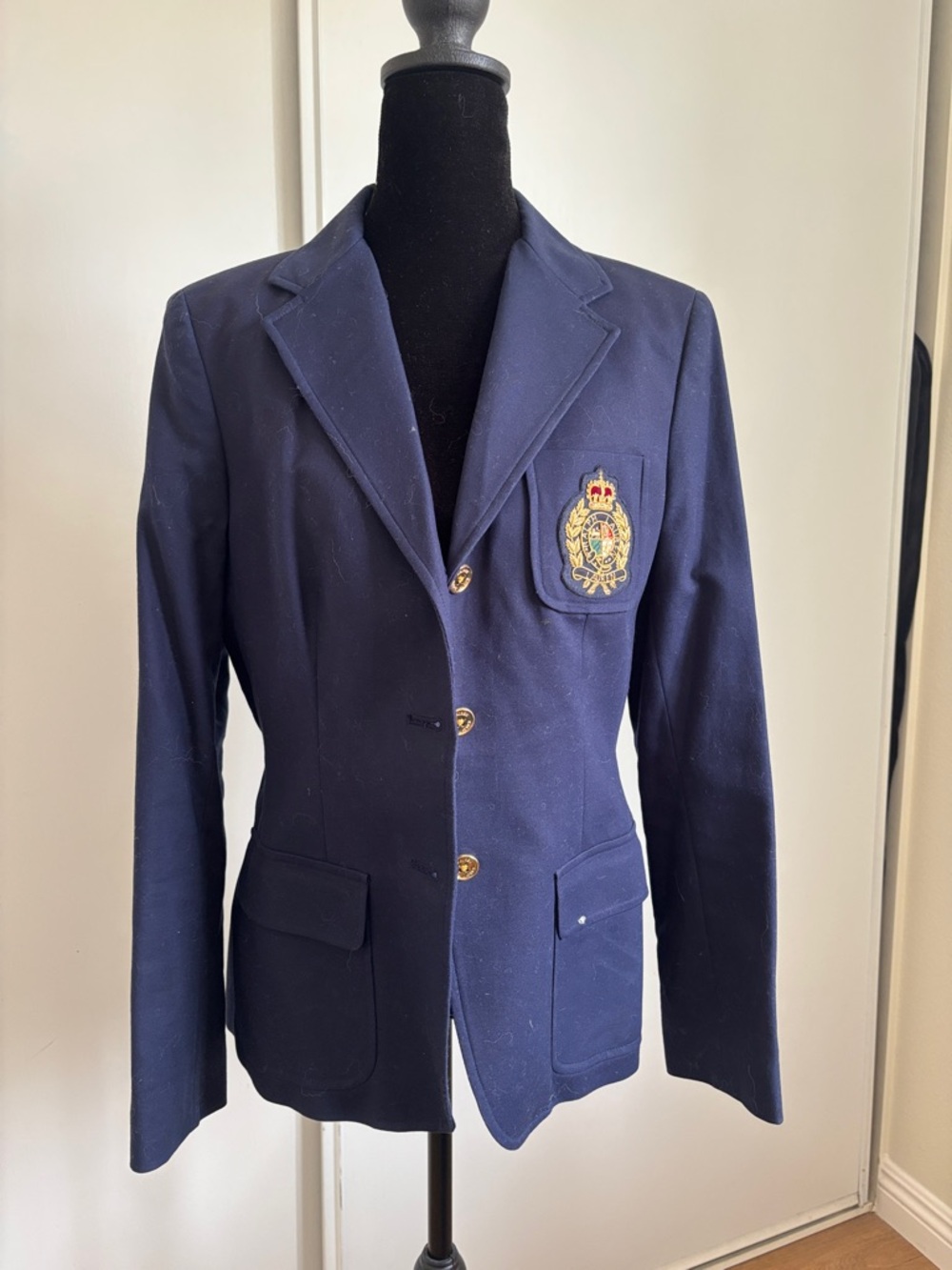 Ralph Lauren | Navy Embroidered Crest Blazer Jacket - Women's